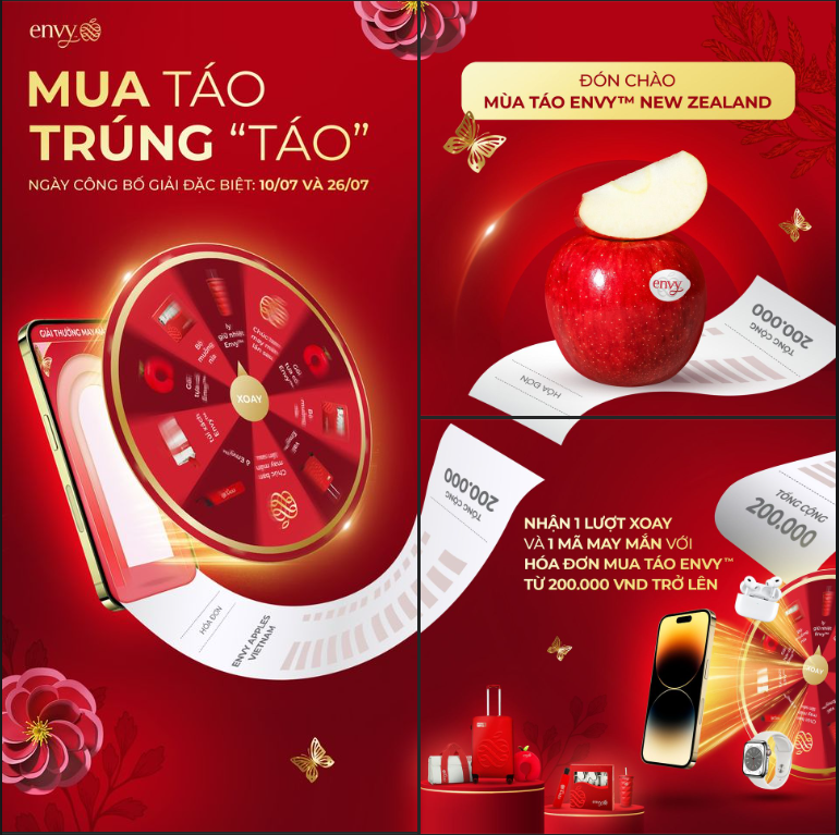 Thanh toán hóa đơn 200k tham dự chương trình của Envy Apple - Mua táo trúng 