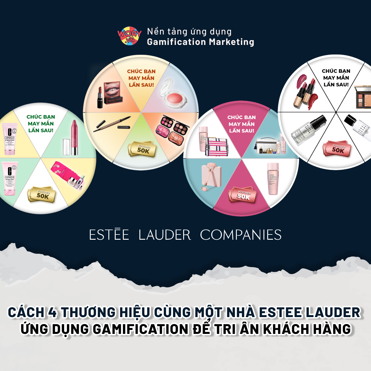 Chiến dịch gamification bao gồm cả 4 thương hiệu cùng một nhà Estee lauder
